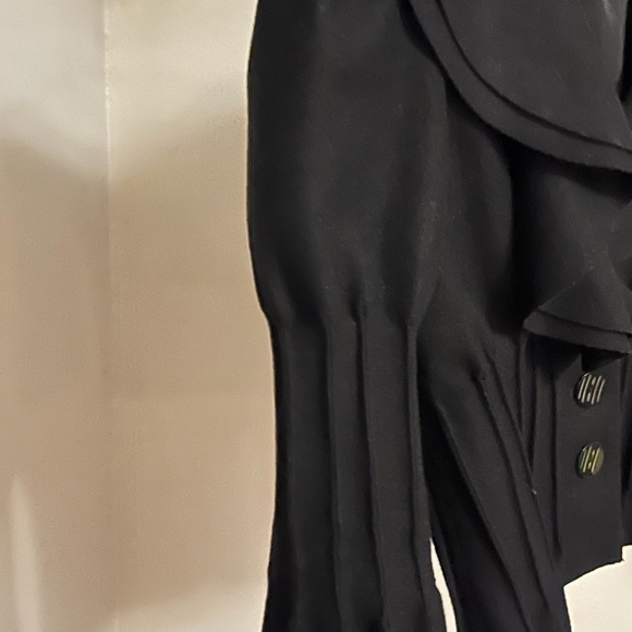 Wool Navy Blue 3/4 Sleeve 3-button Lined pleated jacket - Picture 3 of 4